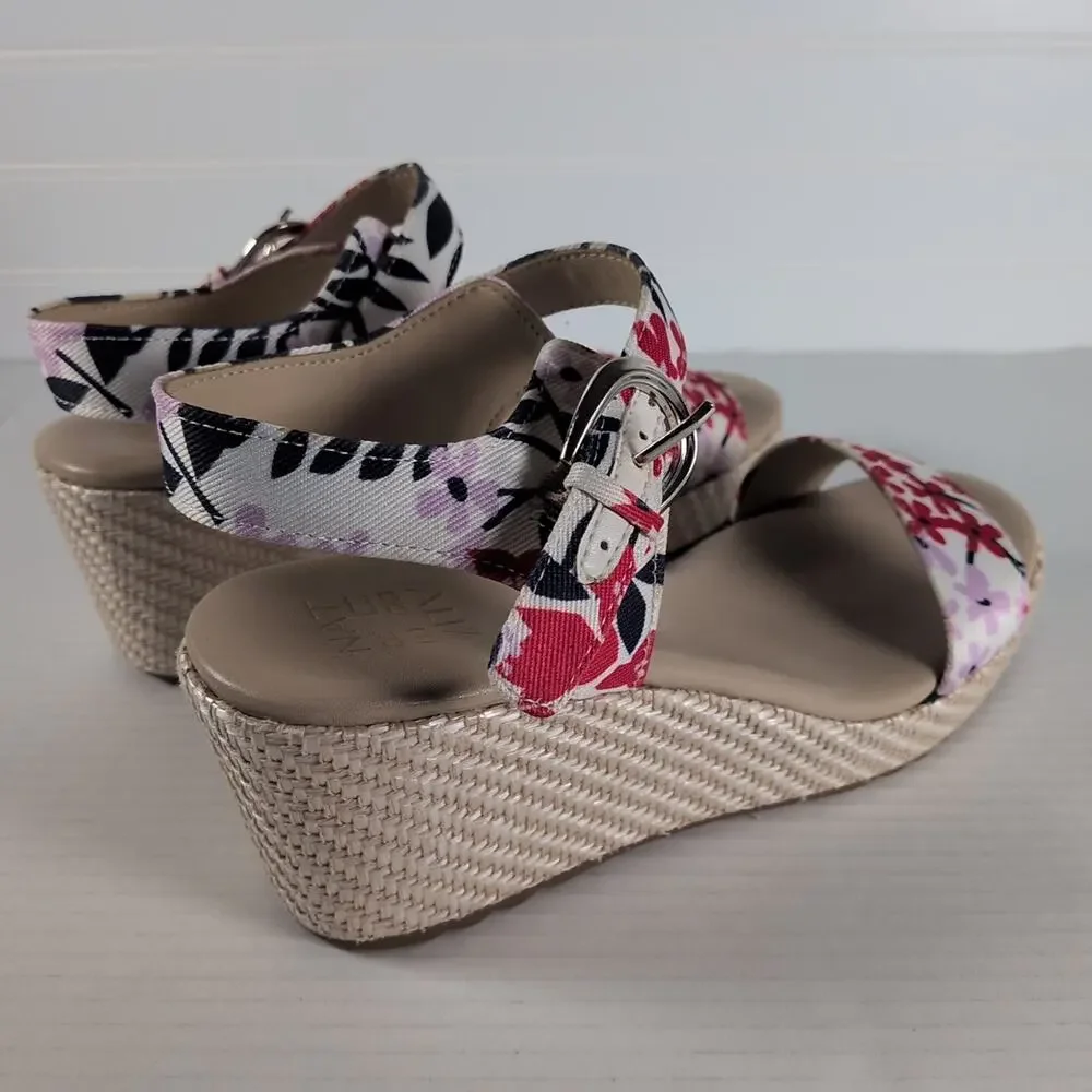 Naturalizer Stella Platform Wedge Sandals Womens 10W 10 Wide Resort Floral Print